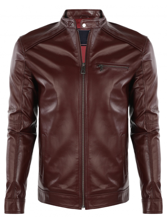 Men Trendsetting Real Lambskin Burgundy Leather Jacket