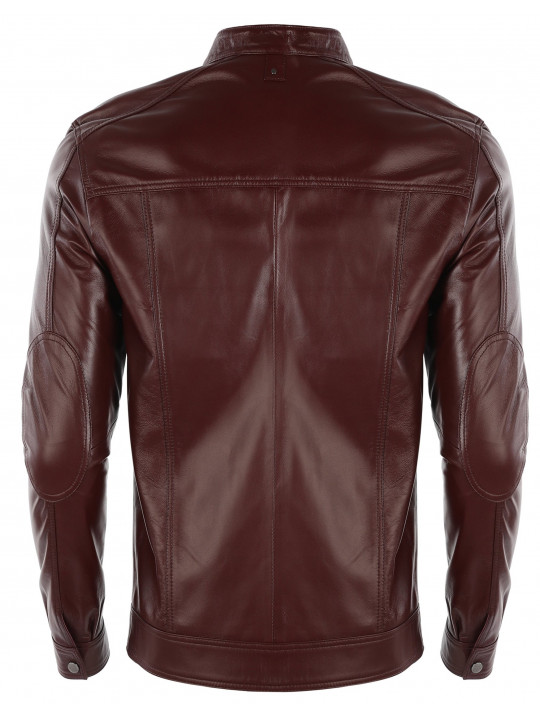 Men Trendsetting Real Lambskin Burgundy Leather Jacket
