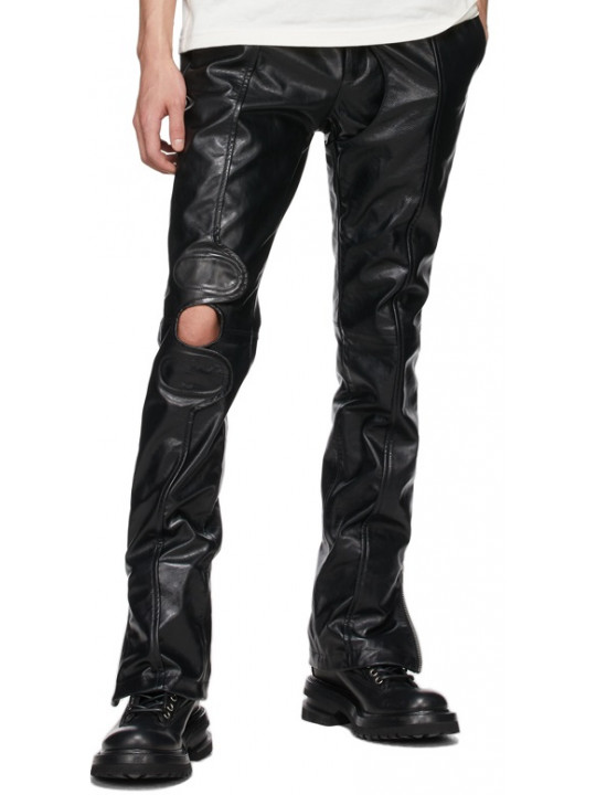 Men High Fashion Wear Real Lambskin Black Leather Trousers Pants