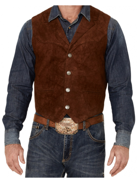 Men Fashionable Style Real Lambskin Suede Leather Sleeveless Vest Coat