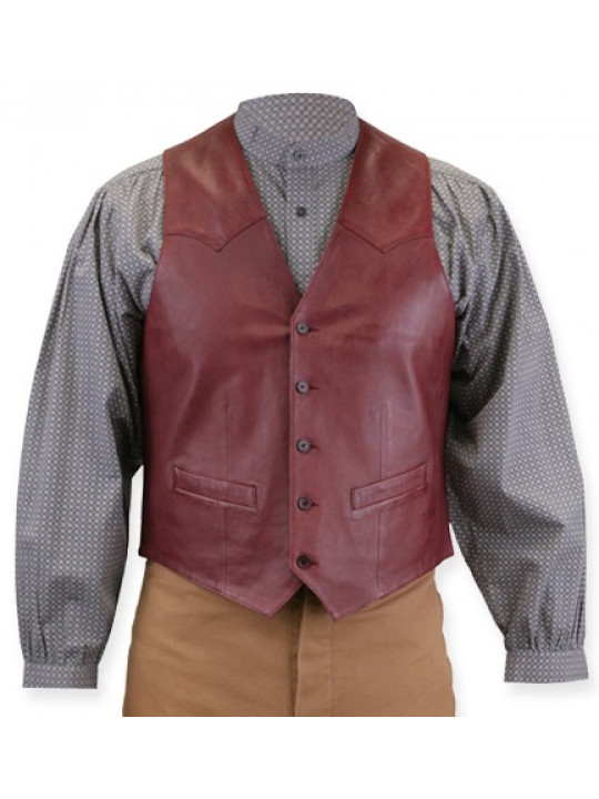 Men Stunning Look Real Lambskin Burgundy Leather Sleeveless Vest Coat