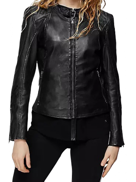 Women Dashing Real Lambskin Black Leather Jacket