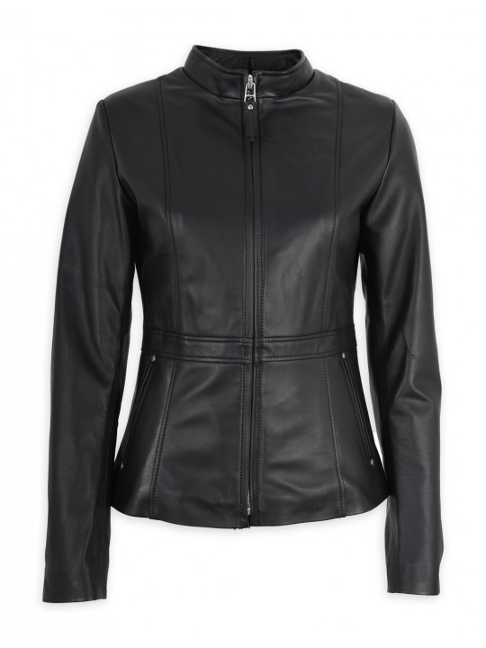 Women Edgy Real Lambskin Black Leather Jacket