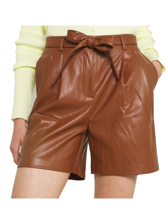 Women Dashing Real Lambskin Brown Leather Shorts