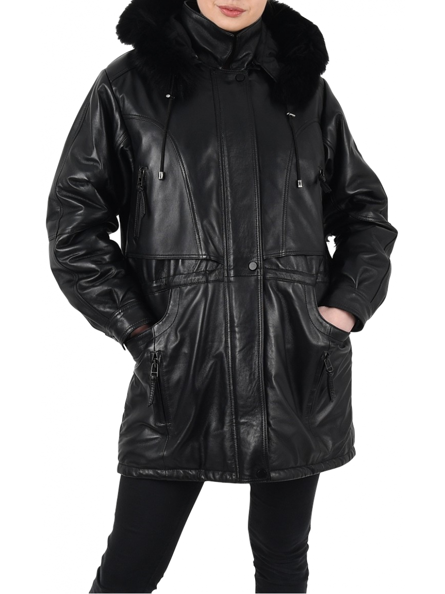 Women Stunning Real Sheepskin Black Leather Long Trench Coat