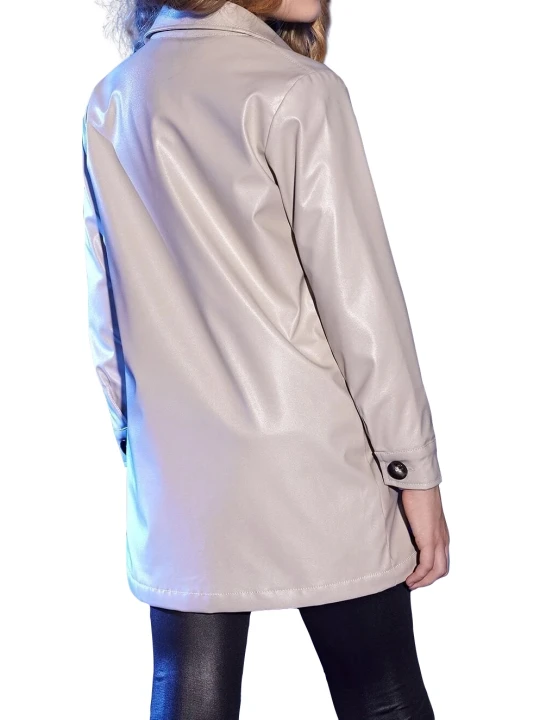 Girls Impressive Real Lambskin Cream Leather Coat