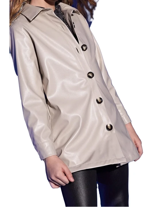 Girls Impressive Real Lambskin Cream Leather Coat