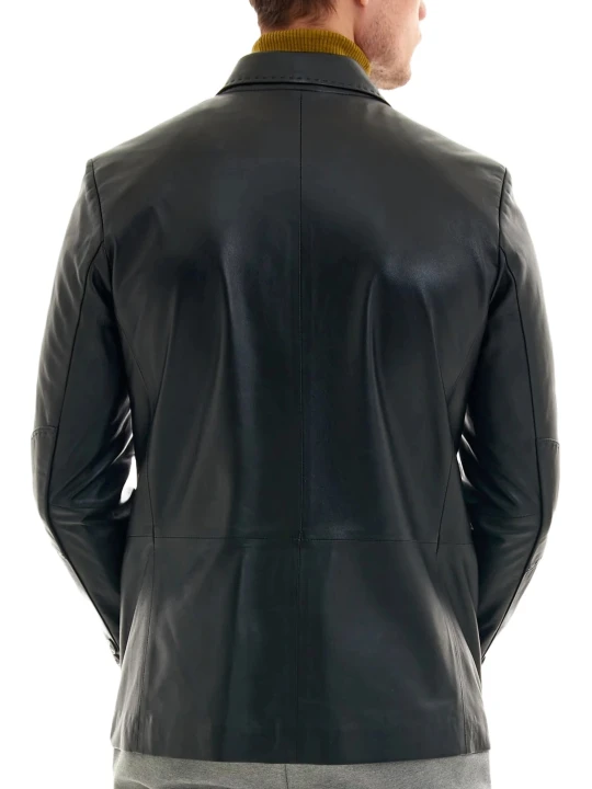 Black Leather Blazer Men