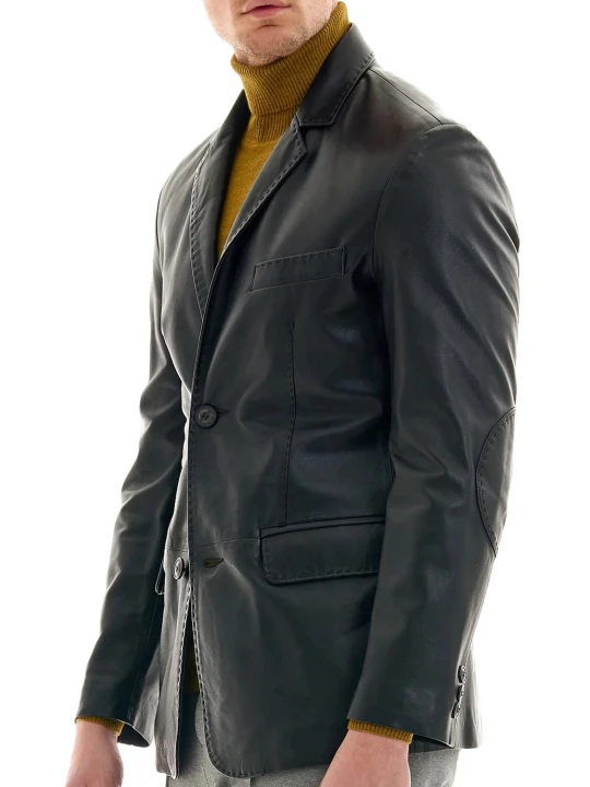 Black Leather Blazer Men