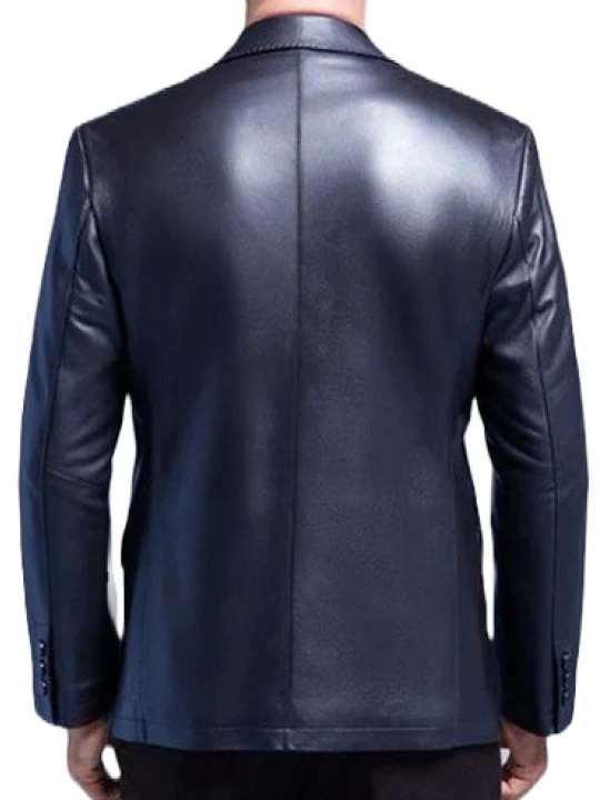 Men Formal Wear Real Lambskin Blue Leather Blazer Men Formal Wear Real Lambskin Blue Leather Blazer