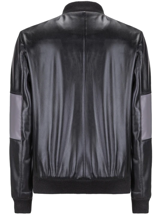 Black and Grey Leather Bomber Jacket Outfit 