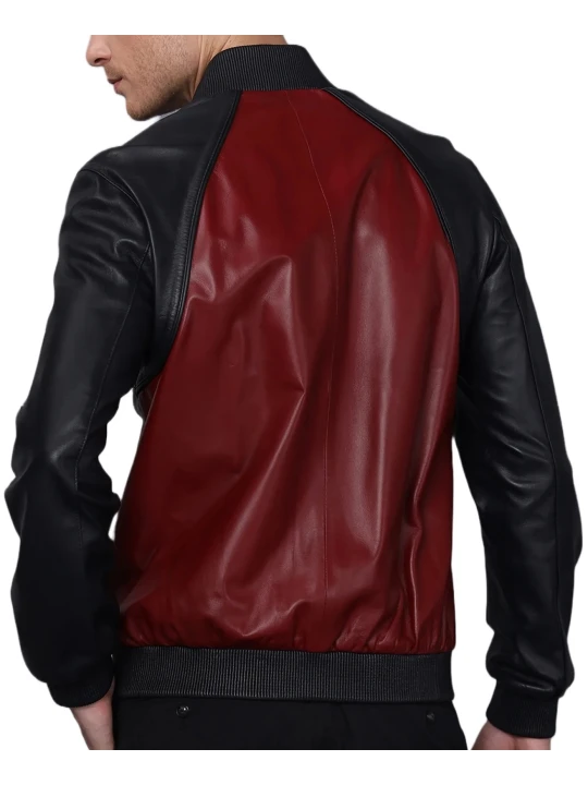 Black And Red Bomber Leather Jacket Black And Red Bomber Leather Jacket