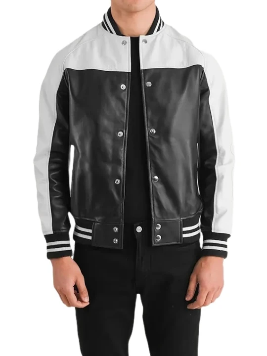 Black And White Leather Bomber Jacket Black And White Leather Bomber Jacket