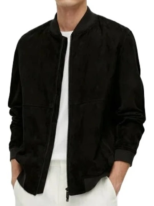 Black Leather Bomber Jacket