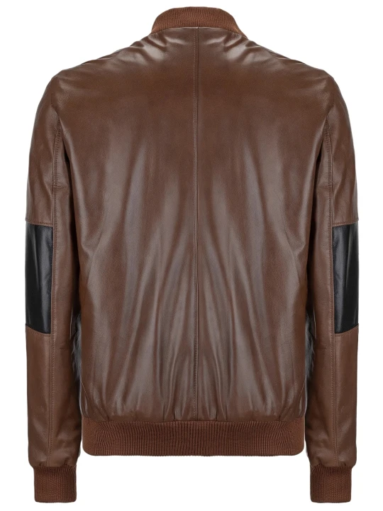Brown and Black Leather Bomber Jacket Outfit 