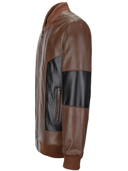 Brown and Black Leather Bomber Jacket Outfit 