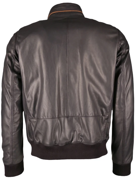 Fitted Black Bomber Leather Jacket Fitted Black Bomber Leather Jacket