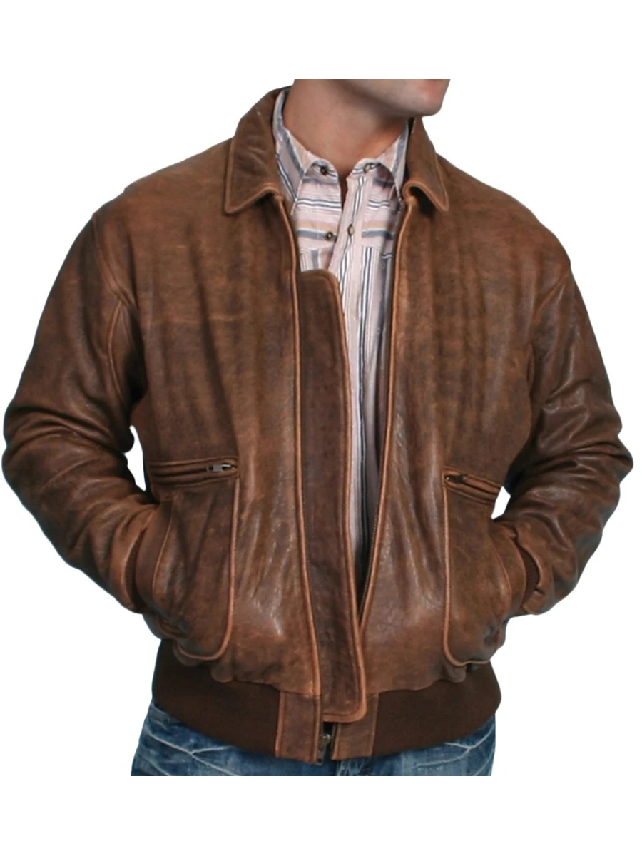 Lambskin Bomber Brown Leather Jacket