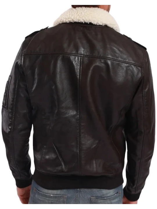 Leather Shearling Brown Bomber Jacket