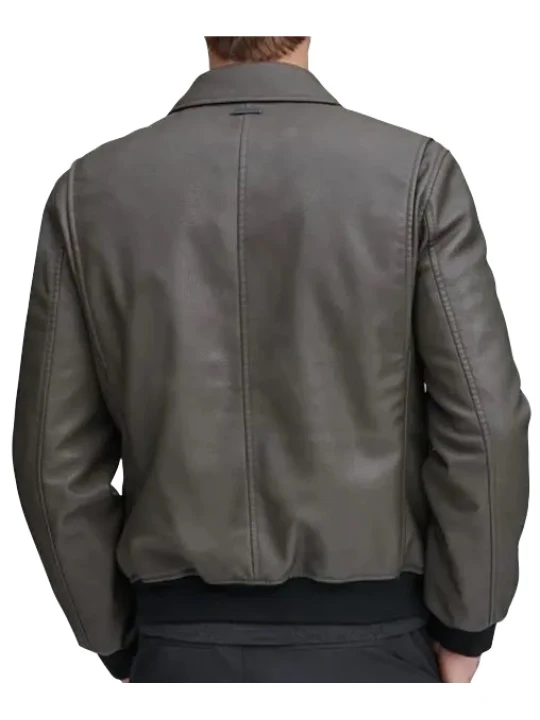 Men Trendy Look Real Sheepskin Gray Leather Bomber Jacket