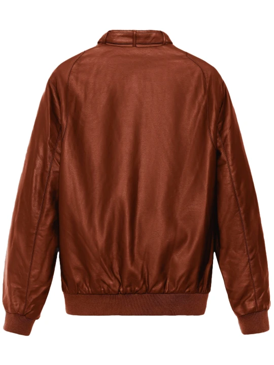 Throat Latch Bomber Jacket In Cognac Leather