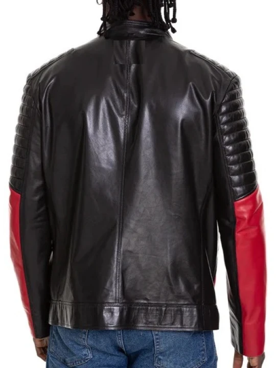 Black Red And White Leather Jacket