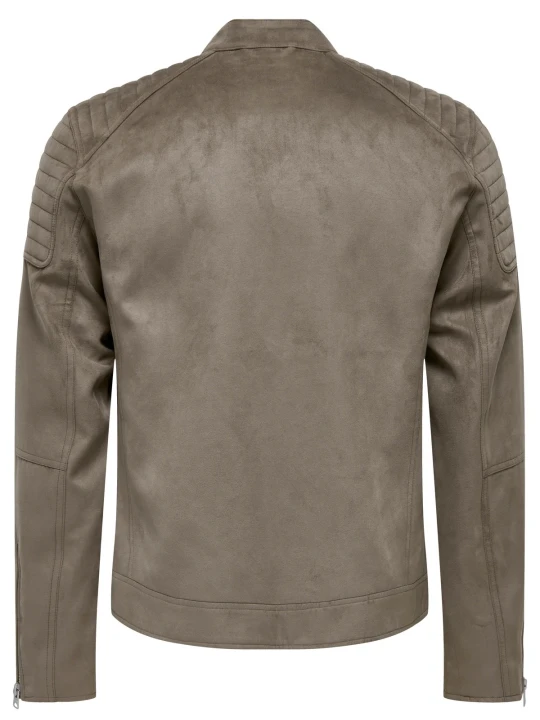 Grey Suede Leather High Neck Jacket Grey Suede Leather High Neck Jacket