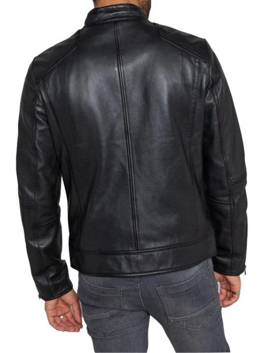 Men classy Real Lambskin Black Leather Jacket