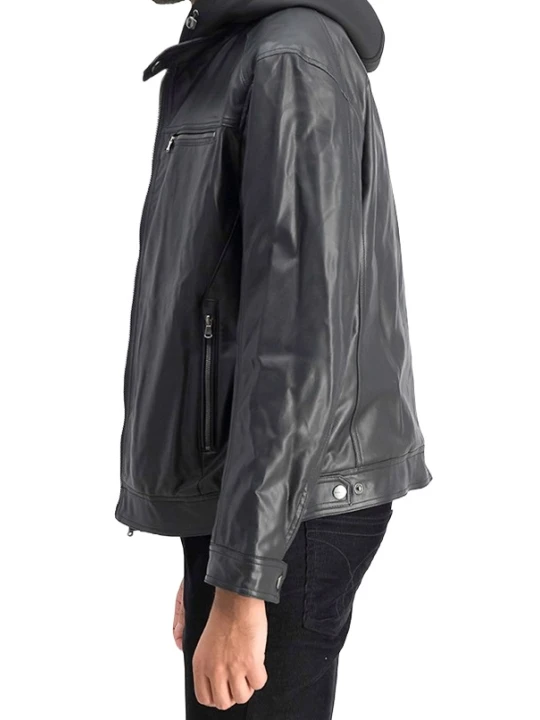 Men Classy Wear hooded Real Lambskin Black Leather Jacket Men Classy Wear hooded Real Lambskin Black Leather Jacket