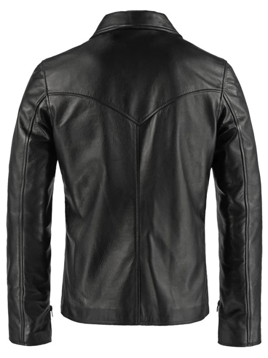 Men Edgy Real Lambskin Black Leather Jacket