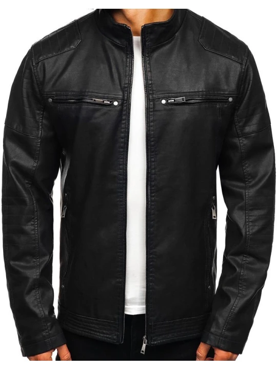 Men Elegant Wear Real Lambskin Black Leather Jacket
