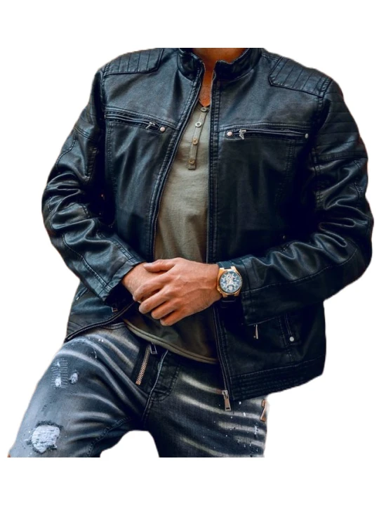 Men Elegant Wear Real Lambskin Black Leather Jacket