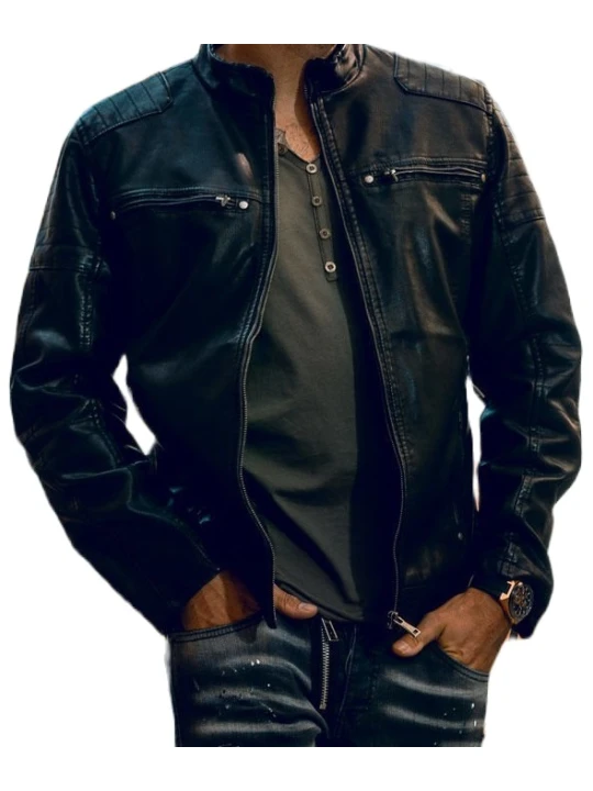 Men Elegant Wear Real Lambskin Black Leather Jacket