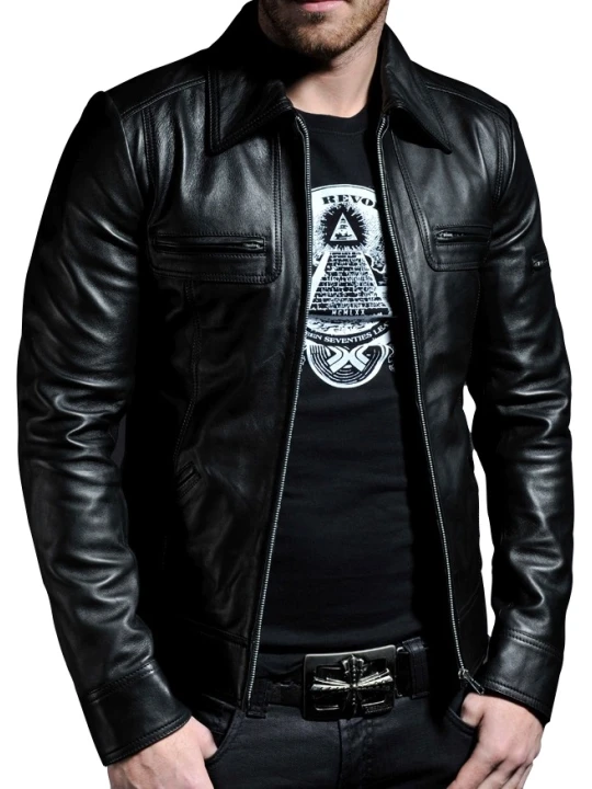Men Impressive Style Real Lambskin Black Leather Jacket