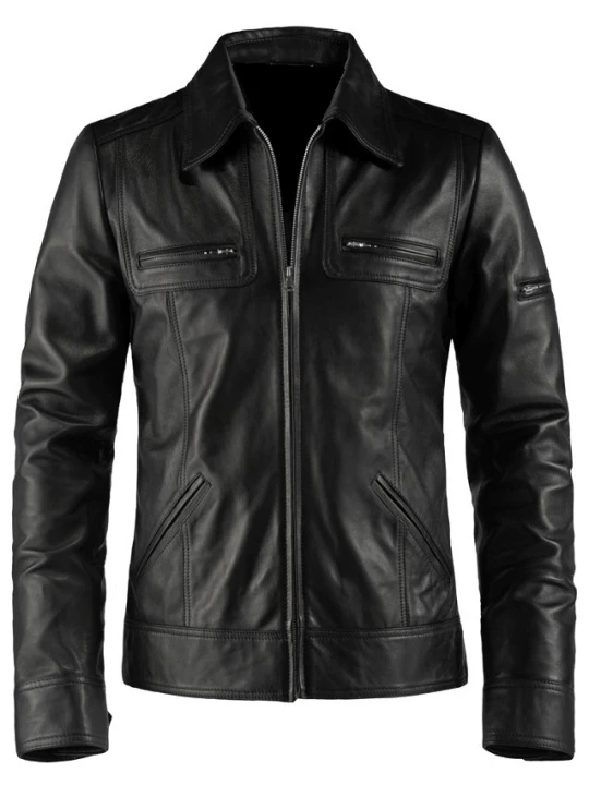 Men Impressive Style Real Lambskin Black Leather Jacket