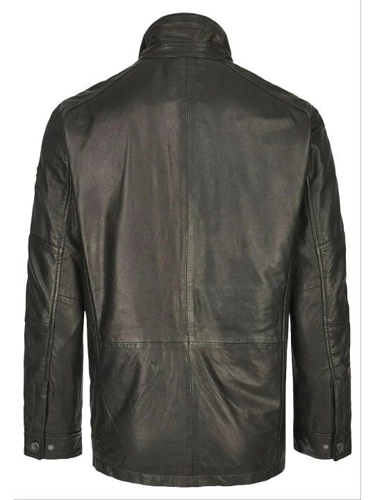 Men Quilted Black Leather Jacket
