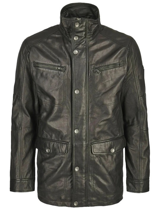 Men Quilted Black Leather Jacket