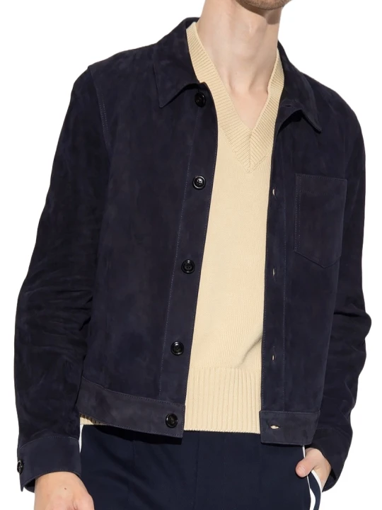 Men Slim Fit Black Suede Leather Jacket