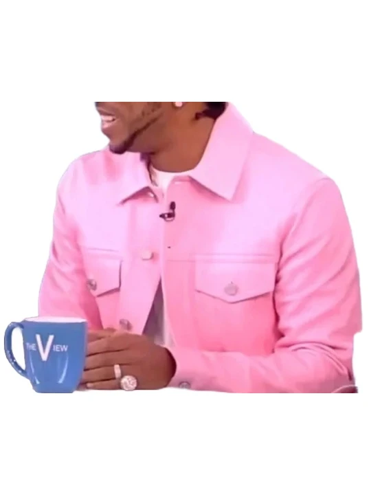 Pink Trucker Leather Jacket