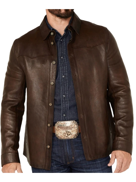 Tailored Leather Dark Brown Jacket For Men