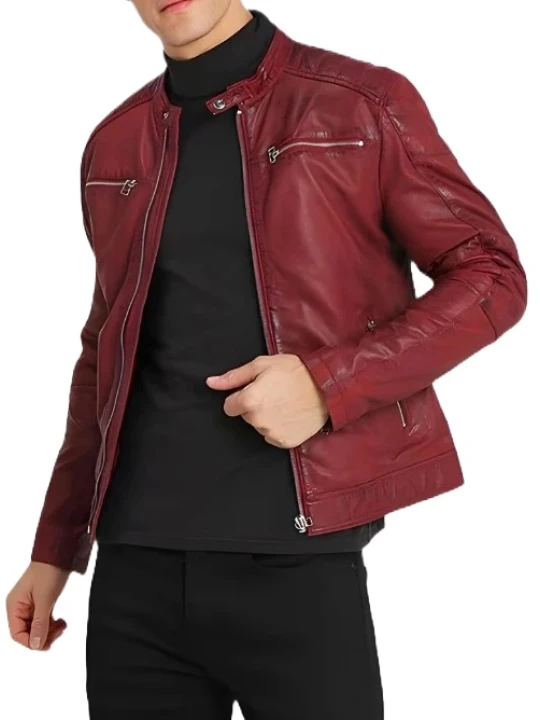 Biker Burgundy Leather Jacket