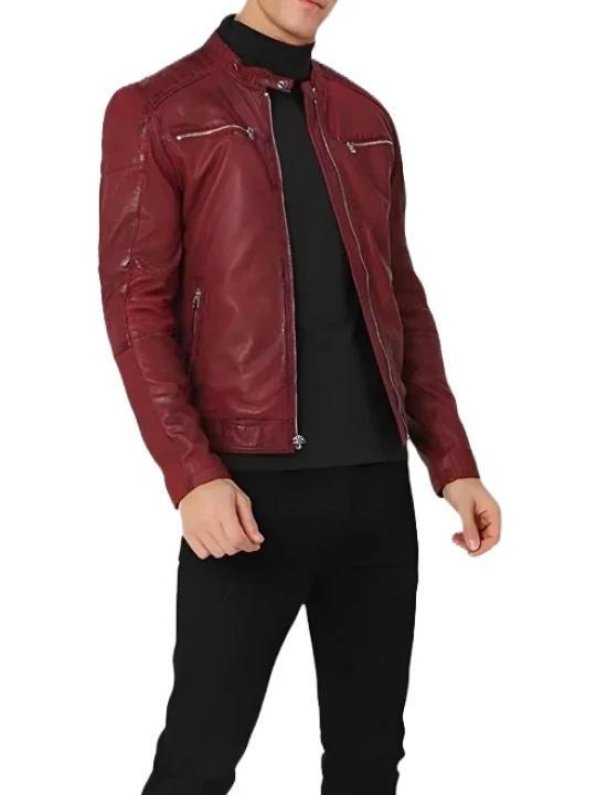 Biker Burgundy Leather Jacket