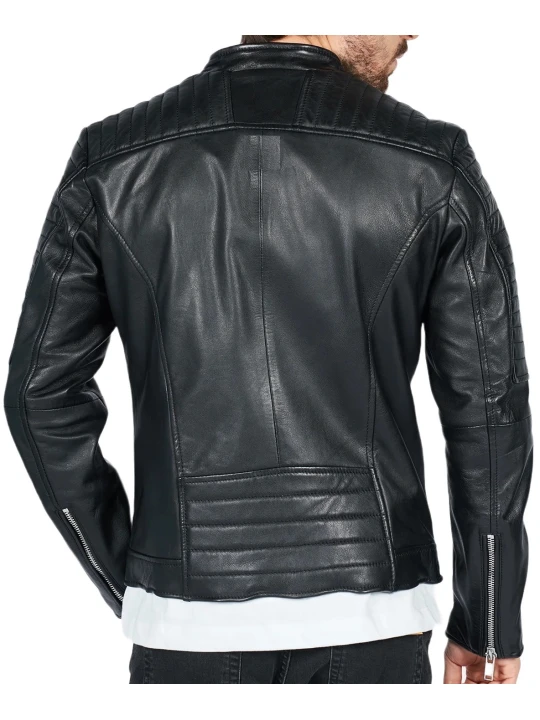 Black Asymmetrical Biker Leather Jacket