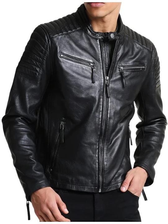 Black Leather Jacket Gents