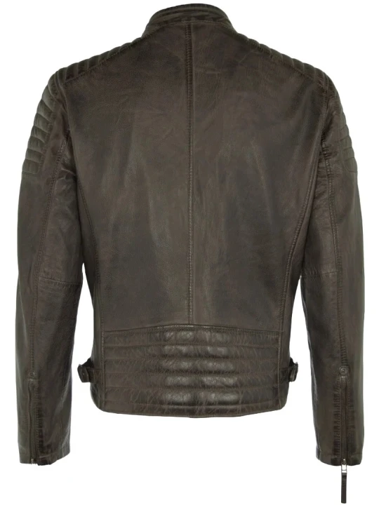 Brown Leather Moto Jacket Gents