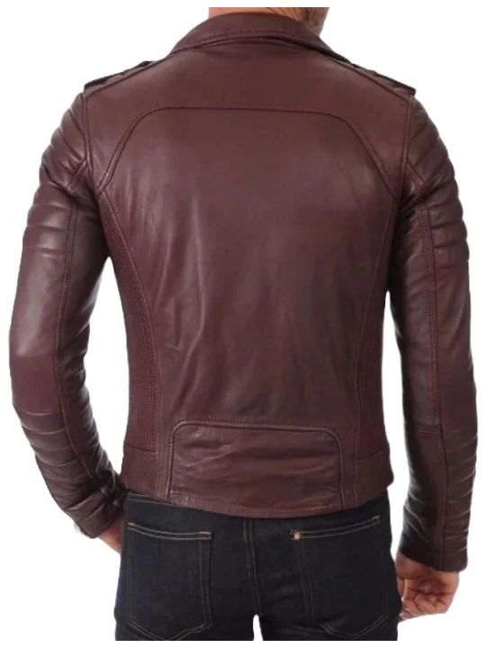 Burgundy Motorcycle Asymmetric Biker Leather Jacket
