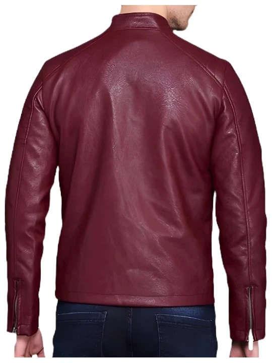Burgundy Motorcycle Biker Leather Jacket