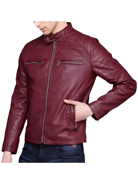Burgundy Motorcycle Biker Leather Jacket