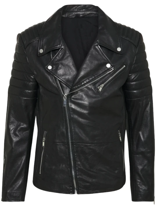 Cool Black Leather Jacket Moto