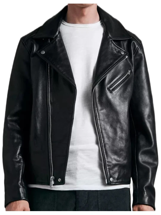 Fitted Black Leather Moto Jacket